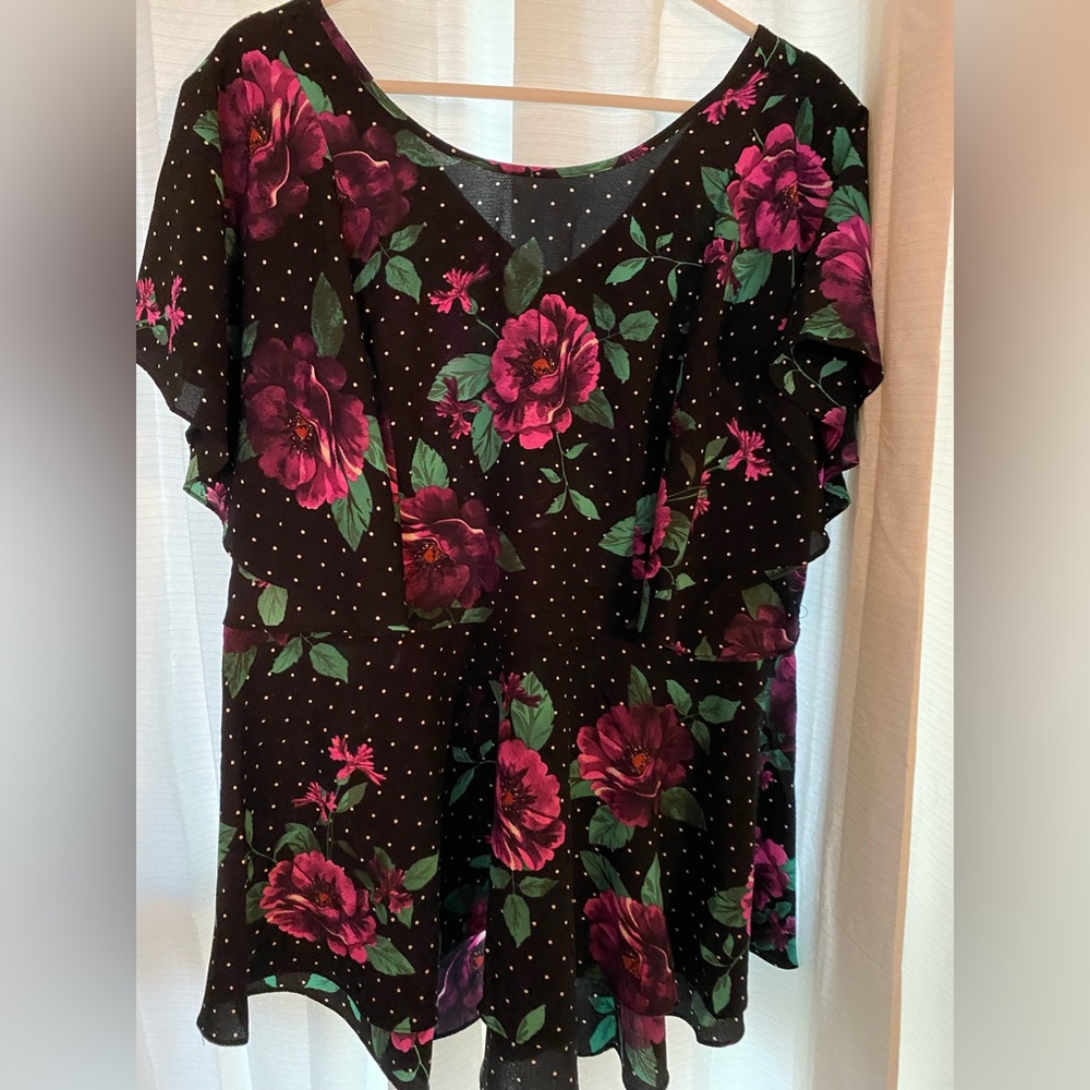 Black and purple floral blouse